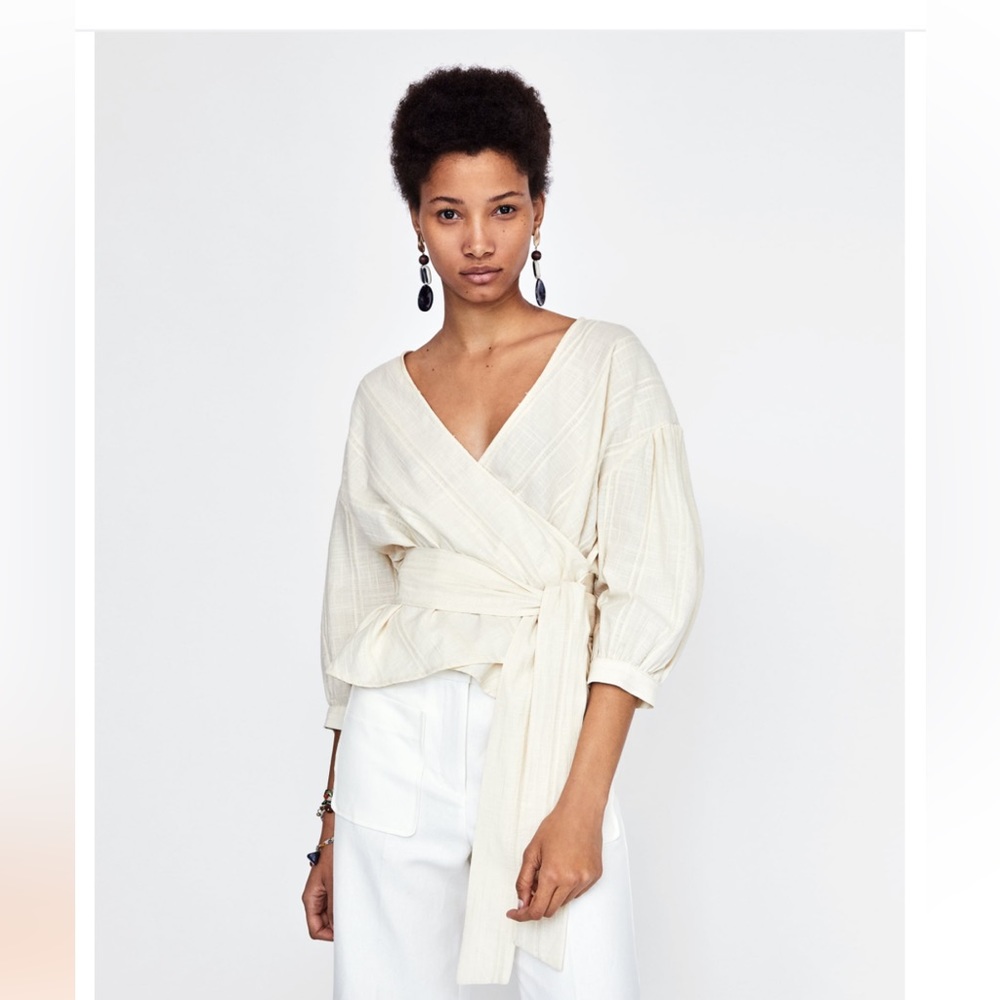 Zara Cream Wrap Blouse